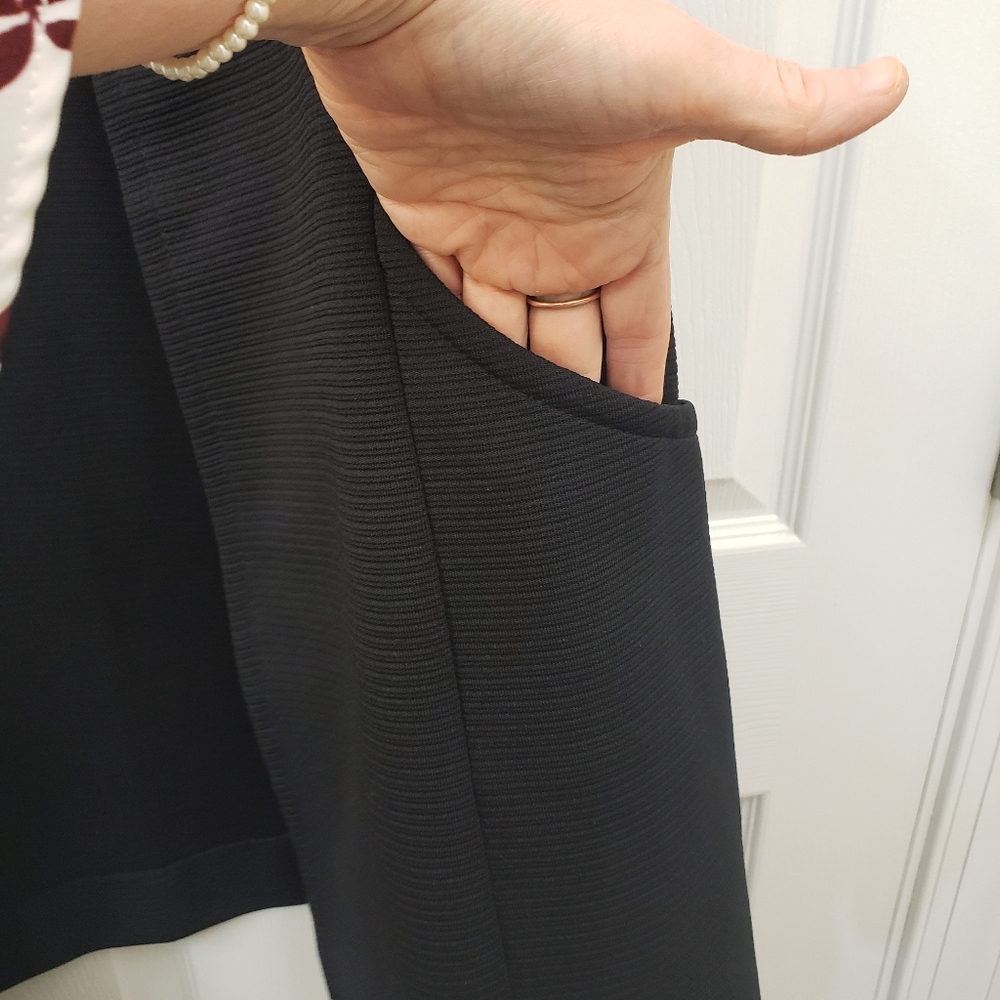 The Collection, black open front, textured, long sleeveless vest cardigan, LG - Picture 16 of 16